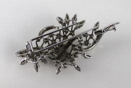 Fine Diamond Set Foliate 18ct. White Gold Brooch
