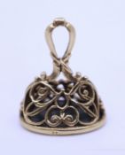 Vintage Gold Agate Inset Fob