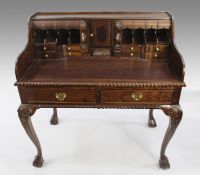 Carved Mahogany Bureau Desk with Ball & Claw Feet