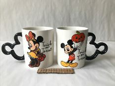 (15) A Quantity Of Halloween Slogan Mugs, Cups, Dog Bowls & Jars. To Include Mickey Mouse, Minnie M