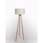(I11) 3x GH Tripod Wooden Floor Lamp (2x Cream, 1x Mustard). (All Units Appear As New).
