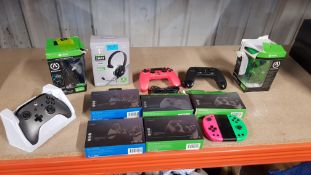 (13a) 12x Gaming Items. 3x Power A Enhanced Wired Controller Xbox (1x Emerald Fade, 1x Black, 1x Br