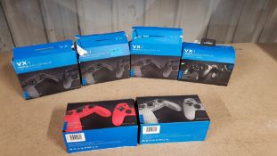(13a) 5x Gioteck VX4 Premium Wired Controller PS4 / PS5 RRP £24.99 Each. (4x Black, 1x Red, 1x Gre