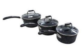 (P) 1x Scoville Neverstick 3 Piece Saucepan Set RRP £59.99.