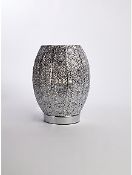 (11C) 10x Items. 3x Moroccan Pot Lamp Silver. 2x Ribbed Glass Lamp. 1x Gold & White Orb Small Table