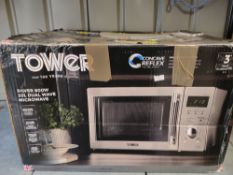 Tower Silver 800w dual microwave RRP £100 Grade U.