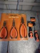 Stag Tools 3 piece plier set, x2 screwdrivers long-short RRP £30 Grade A.