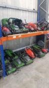 (16) Contents Of 2x Bays. 13x Mixed Lawn Mowers To Include Flymo, Powerbase Qualcast & Sovereign.