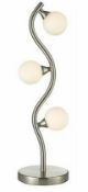 (2K) 6x Mixed Lighting Items. 1x Otto 3 Light LED Table Lamp RRP £25.03. 1x Joy Charcoal Floor Lamp