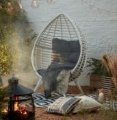 (1B) 1x Rattan Pod Chair White RRP £150. (No Box – Contents Appear As New)