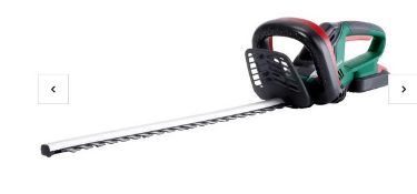 (7E) 1x Qualcast 51cm 18V Cordless Hedge Trimmer (With Battery & Charger). 1x Powerbase 55cm 550W E