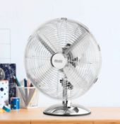 (4P) 3x Arlec Items. 1x 12” Chrome 4 Blade Metal Desk Fan RRP £30. 1x 20” High Velocity 119W Fan Wi
