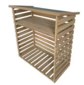 (4P) 1x HB Wooden Log Store (1.23 X 1.16m) Slatted Design RRP £69.