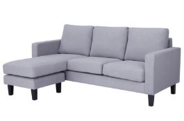 (Mz) 1x Collete Chaise Sofa Grey RRP £400. (H85x W197x D139cm).