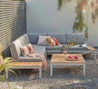 (7P) 1x Florence Sprit Collection Corner Garden Furniture With Cushions RRP £1100. (No Box – Unsur