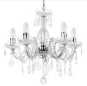 (4M) 4x Mixed Lighting Items. 3x B-Light Boutique Marie Teresa 5 Light Chandelier, Miles Integrated