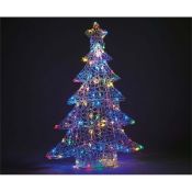 (5H) 6x Christmas Items. 2x 2000 LED Compact Lights Warm White. 1x LED Outdoor Tree Silhouette Mult