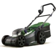 (5G) 1x Powerbase 40cm 40V Cordless Lawn Mower RRP £229. (With 2x Battery & 1x Dual Battery Charger