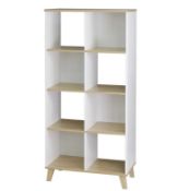 (Os) 1x 4x2 Cube Storage Unit With Wooden Legs White & Oak Finish RRP £90. (H1561x W726x D400cm).