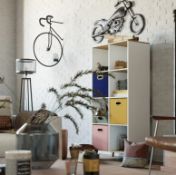 (10J) 1x Living Elements Clever Cube 2x4 Tall Cube Storage Unit With Wooden Legs RRP £90. White &