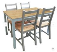 (16) 1x Mortimer Pine Dining Set With 4x Chairs RRP £200. Classic Two Tone Finish. Grey Frames With