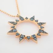 IDL Certificated 14K Rose/Pink Gold Blue Diamond Necklace (Total 0.52 Ct. Stone)