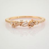 IDL Certificated 14K Rose/Pink Gold Rose Cut Diamond & Diamond Ring (Total 0.25 Ct. Stone)