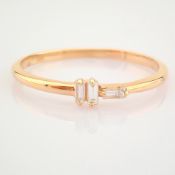 IDL Certificated 14K Rose/Pink Gold Baguette Diamond Ring (Total 0.09 Ct. Stone)