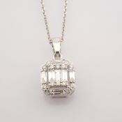 IDL Certificated 14k White Gold Baguette Diamond & Diamond Pendant (Total 0.3 Ct. Stone)