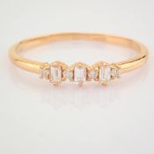 IDL Certificated 14K Rose/Pink Gold Baguette Diamond & Diamond Ring (Total 0.15 Ct. Stone)
