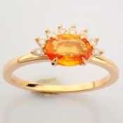 IDL Certificated 14K Rose/Pink Gold Diamond & Orange Sapphire Ring (Total 0.95 Ct. Stone)