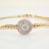 IDL Certificated 14K Yellow and White Gold Diamond & Baguette Diamond Bracelet (Total 0.51 Ct. Stone