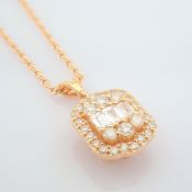 IDL Certificated 14K Rose/Pink Gold Diamond Necklace (Total 0.33 Ct. Stone)