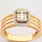 IDL Certificated 14K White and Rose Gold Baguette Diamond & Diamond Ring (Total 0.31 Ct. Stone)