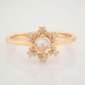 IDL Certificated 14K Rose/Pink Gold Rose Cut Diamond & Diamond Ring (Total 0.43 Ct. Stone)