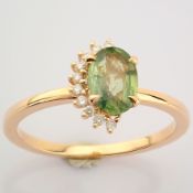 IDL Certificated 14K Rose/Pink Gold Diamond & Sapphire Ring (Total 0.87 Ct. Stone)