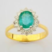IDL Certificated 18K Yellow and White Gold Emerald & Diamond Ring (Total 1.51 Ct. Stone)