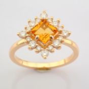 IDL Certificated 14K Rose/Pink Gold Diamond & Citrin Ring (Total 0.97 Ct. Stone)