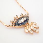IDL Certificated 14K Rose/Pink Gold Diamond & Black Diamond Necklace (Total 0.55 Ct. Stone)