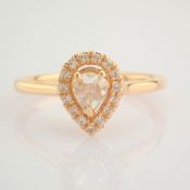 IDL Certificated 14K Rose/Pink Gold Rose Cut Diamond & Diamond Ring (Total 0.36 Ct. Stone)