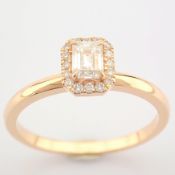 IDL Certificated 14K Rose/Pink Gold Baguette Diamond & Diamond Ring (Total 0.43 Ct. Stone)