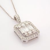 IDL Certificated 14k White Gold Baguette Diamond & Diamond Pendant (Total 0.6 Ct. Stone)