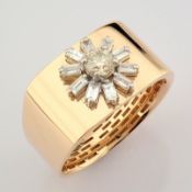 IDL Certificated 14K Rose/Pink Gold Fancy Diamond & Baguette Diamond Ring (Total 0.54 Ct. Stone)