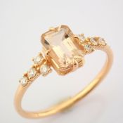IDL Certificated 14K Rose/Pink Gold Diamond & Morganite Ring (Total 0.99 Ct. Stone)