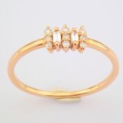 IDL Certificated 14K Rose/Pink Gold Diamond & Baguette Diamond Ring (Total 0.12 Ct. Stone)