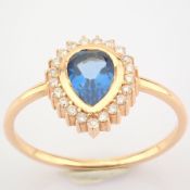 IDL Certificated 14K Rose/Pink Gold Diamond & Sapphire Ring (Total 0.95 Ct. Stone)