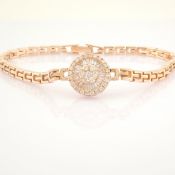 IDL Certificated 14K Rose/Pink Gold Diamond & Baguette Diamond Bracelet (Total 0.52 Ct. Stone)