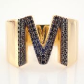 IDL Certificated 14K Rose/Pink Gold Black Diamond Ring (Total 0.44 Ct. Stone)