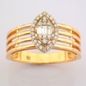 IDL Certificated 14K Rose/Pink Gold Baguette Diamond & Diamond Ring (Total 0.22 Ct. Stone)