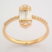 IDL Certificated 18K Rose/Pink Gold Baguette Diamond & Diamond Ring (Total 0.39 Ct. Stone)
